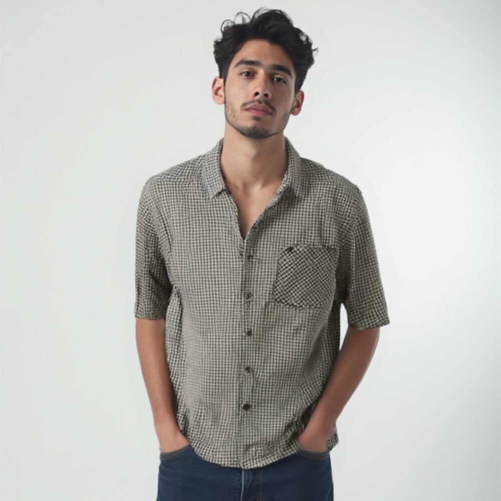 ❤️ Cova short sleeve flannel men shirt L